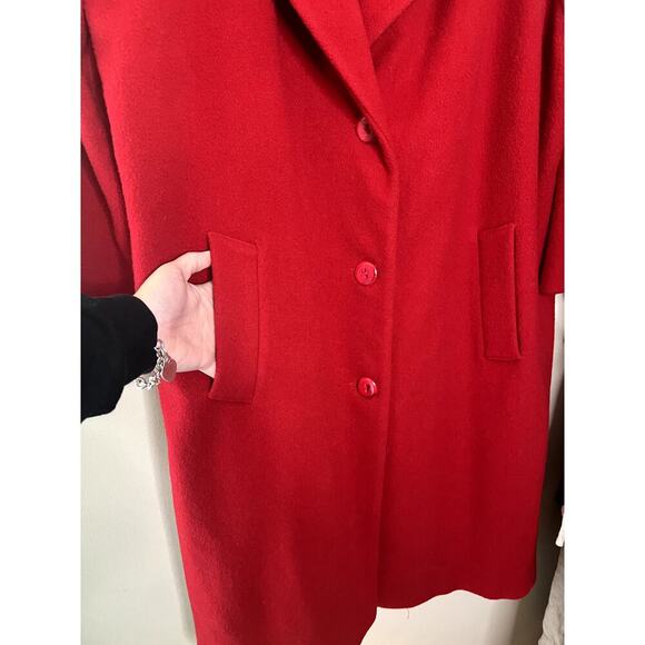 Vintage AndreA II women's wool red lined long trench coat Size 16 - Picture 3 of 16